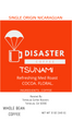 Tsunami - Single Origin Nicaraguan Refreshing MEDIUM ROAST WHOLE BEAN